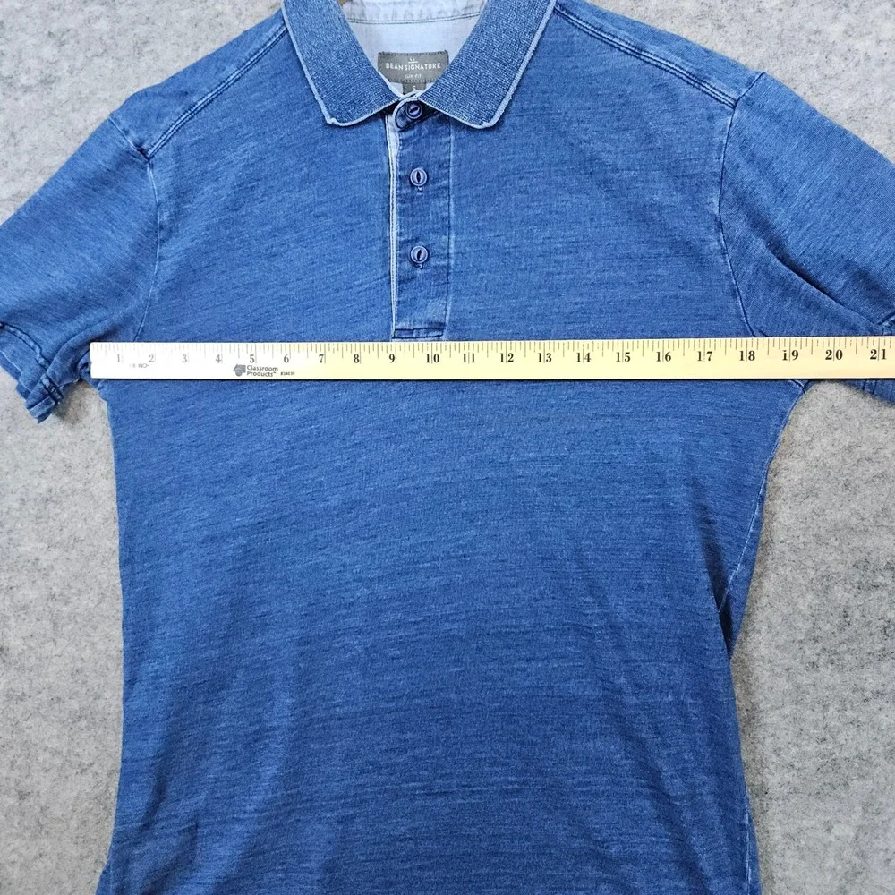 LL Bean Signature Polo Shirt Slim Fit Casual Cotton Blue Mens Size S‎ Preppy